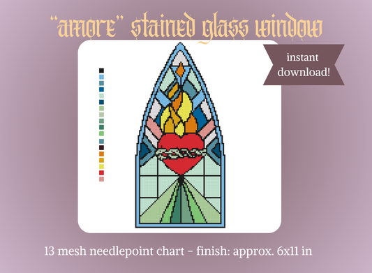 “Amore” Stained Glass Window Needlepoint Digital Chart