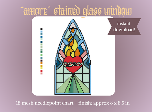 “Amore” Stained Glass Window Needlepoint Digital Chart