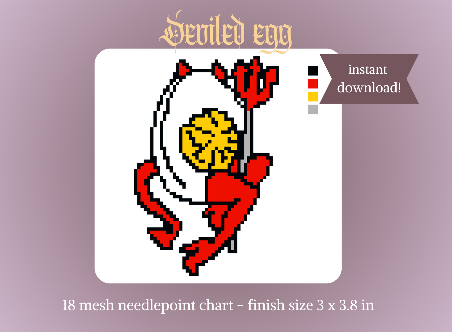 Devilish Egg Needlepoint Canvas Digital Download