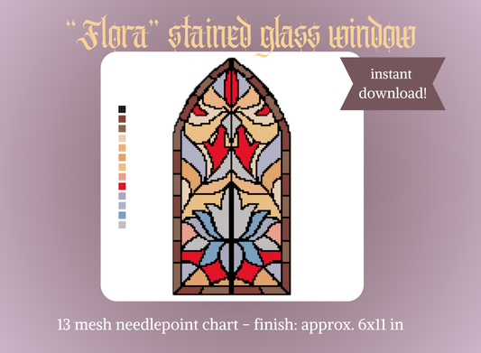 “Flora” Stained Glass Window Needlepoint Digital Chart