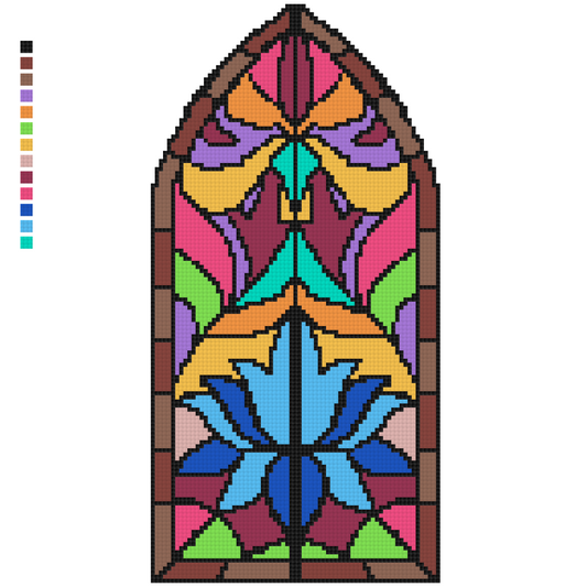 “Flora - Art Nouveau” Stained Glass Window Needlepoint Chart — Digital Download